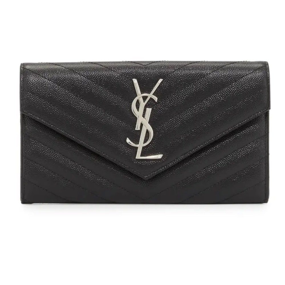 Authentic  Saint Laurent YSL Large Grain de Poudre Flap Wallet😍 New 😍 - Picture 14 of 17